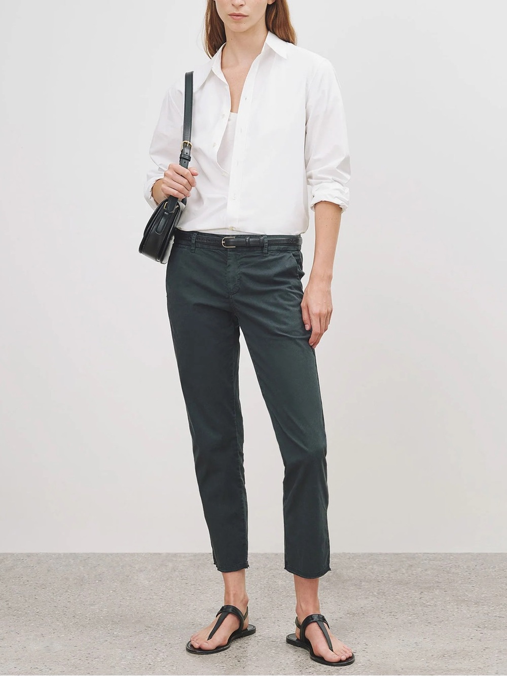 NWT Nili Lotan East Hampton Pant Carbon Size 12 Cotton Coastal